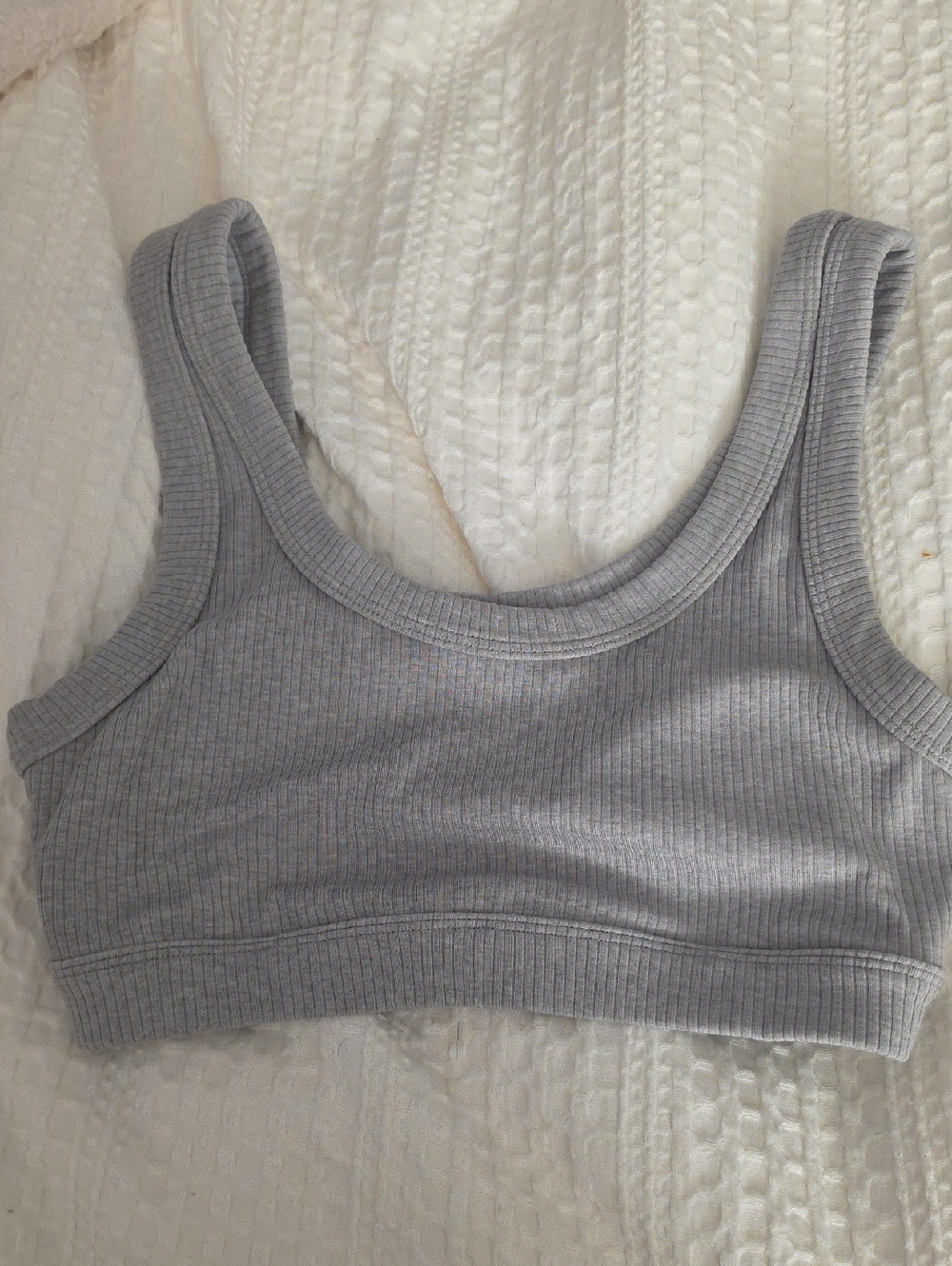 ALO Yoga Ribbed Sports Bra in Light Gray